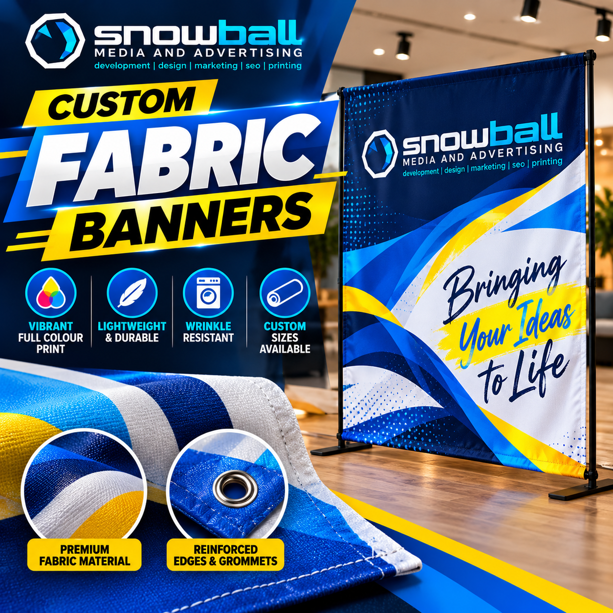 Fabric banner at a trade show