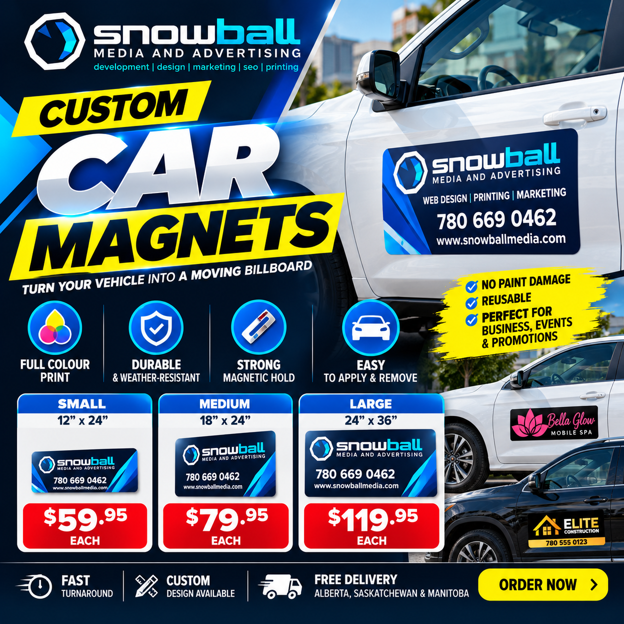 Custom car magnet on a vehicle door